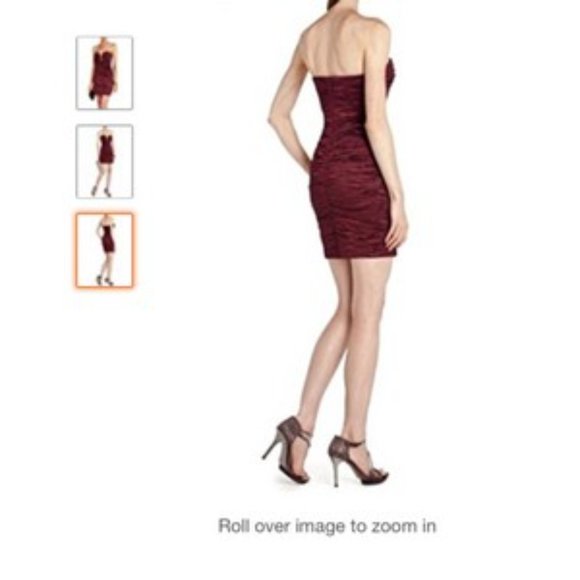 NWT BCBG Max Azria Tristina red wine strapless taffeta dress size 4 and 6 - Picture 4 of 6